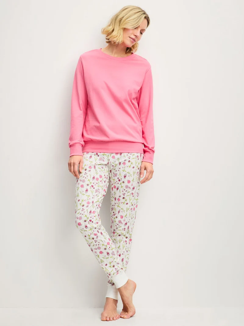 DAMEN Pyjama mit Bündchen
