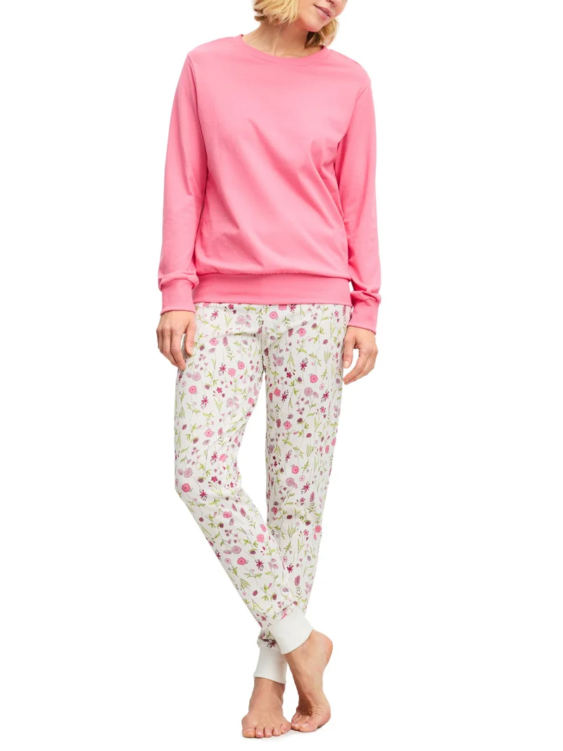 DAMEN Pyjama mit Bündchen