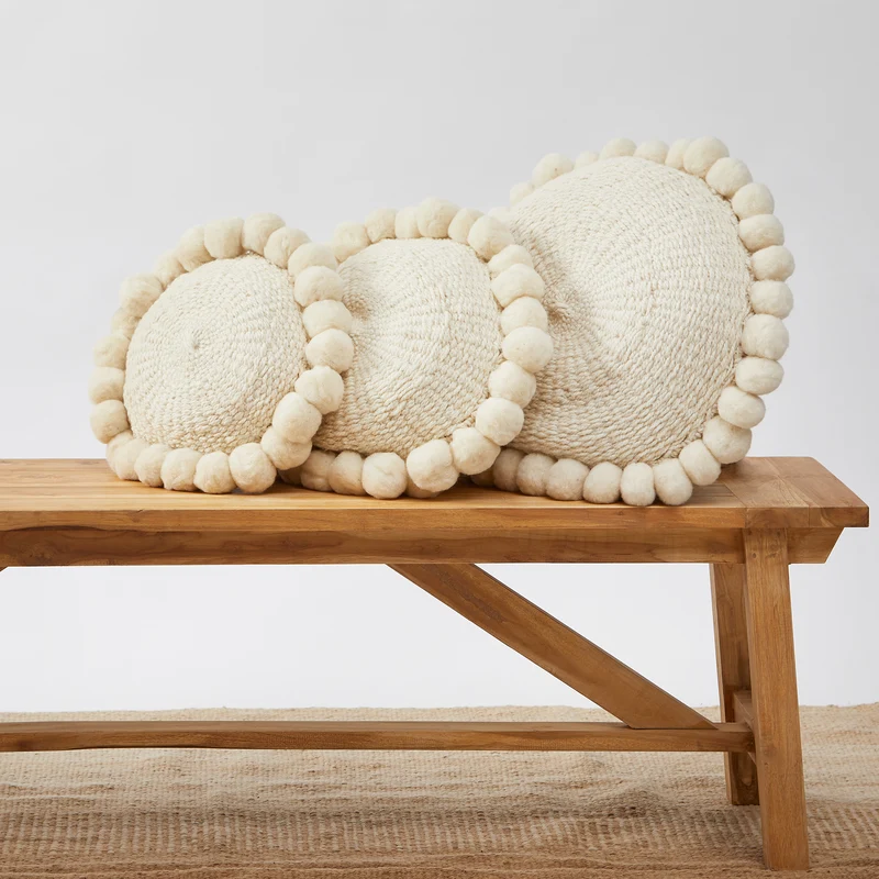 PomPom Wollkissen Salta Rund, Medium