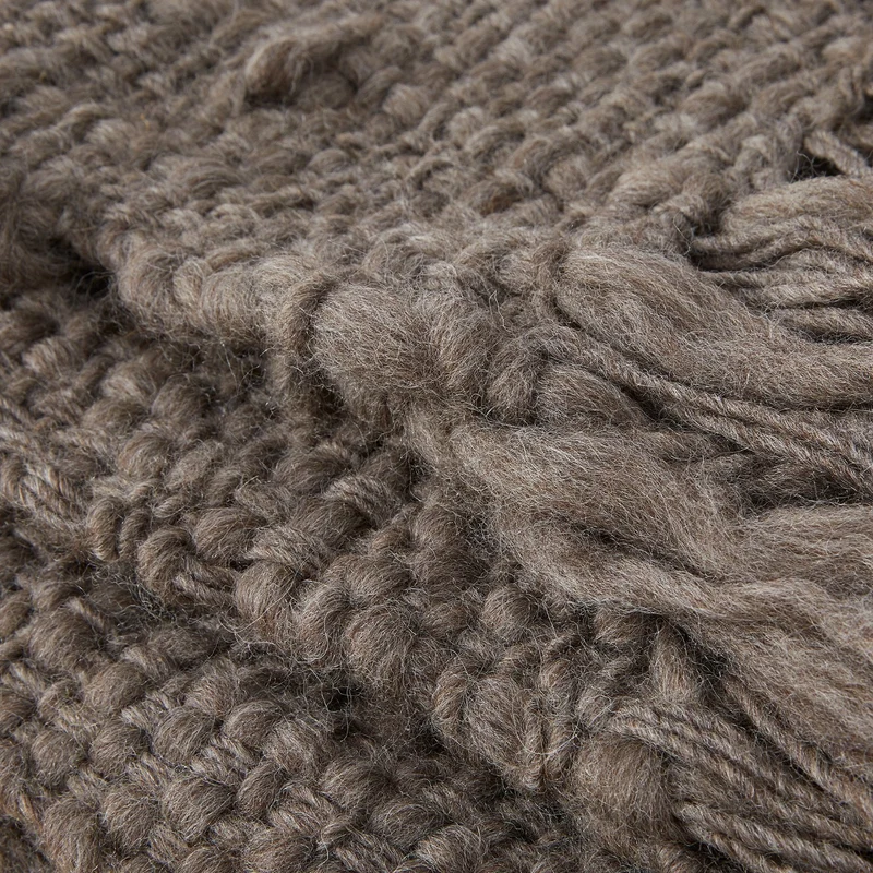 Handgewebte Merino Wolldecke Sueño, Grau-Braun