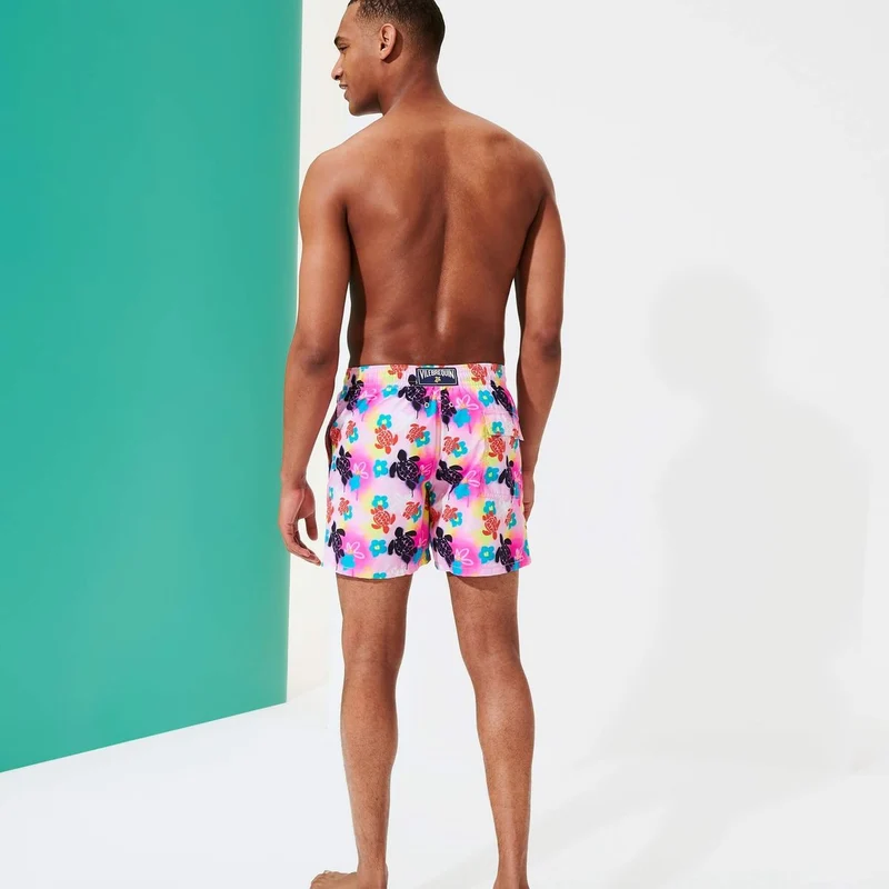 Badeshort MOOREA GRAFFITI TURTLE rose fluo