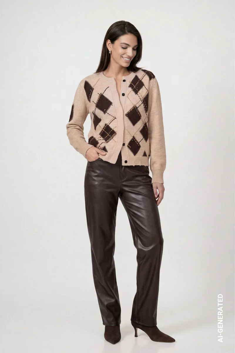 Strickjacke mit Rautenmuster