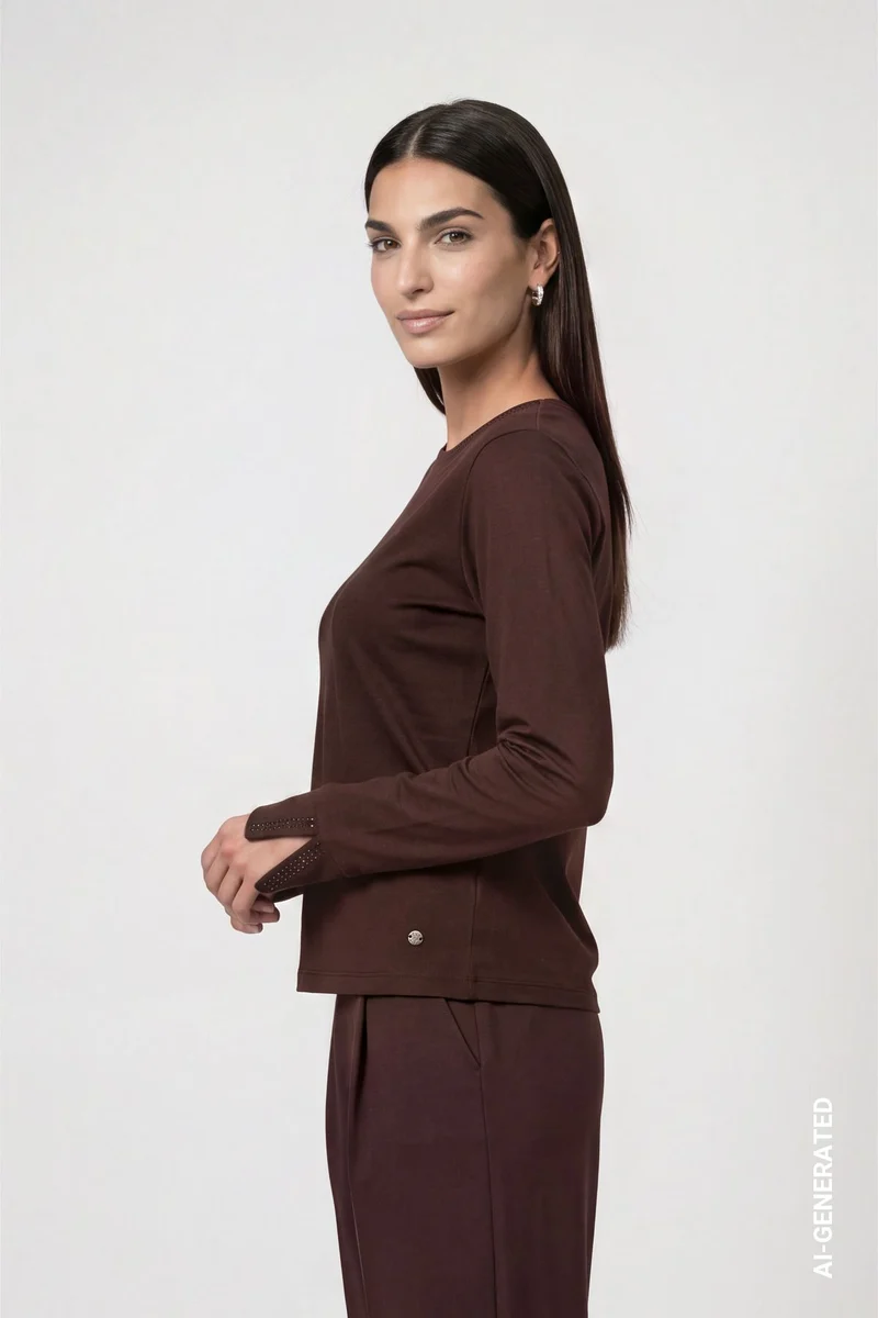 Langarmshirt mit Strassdetails