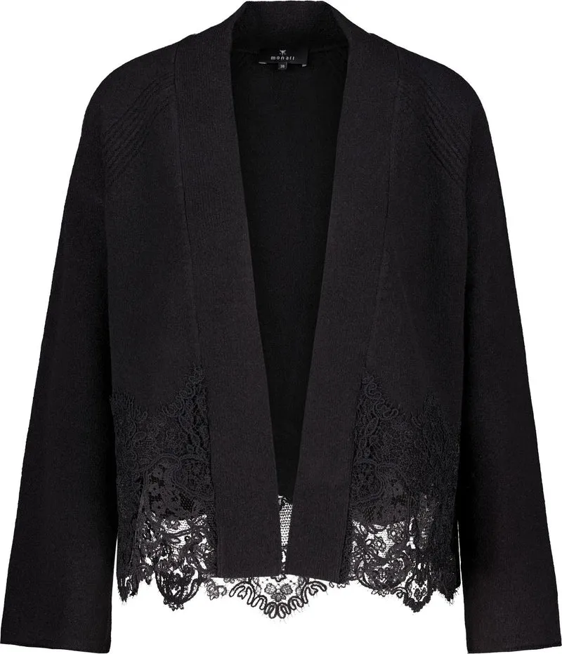 Strickjacke mit Spitzenborte