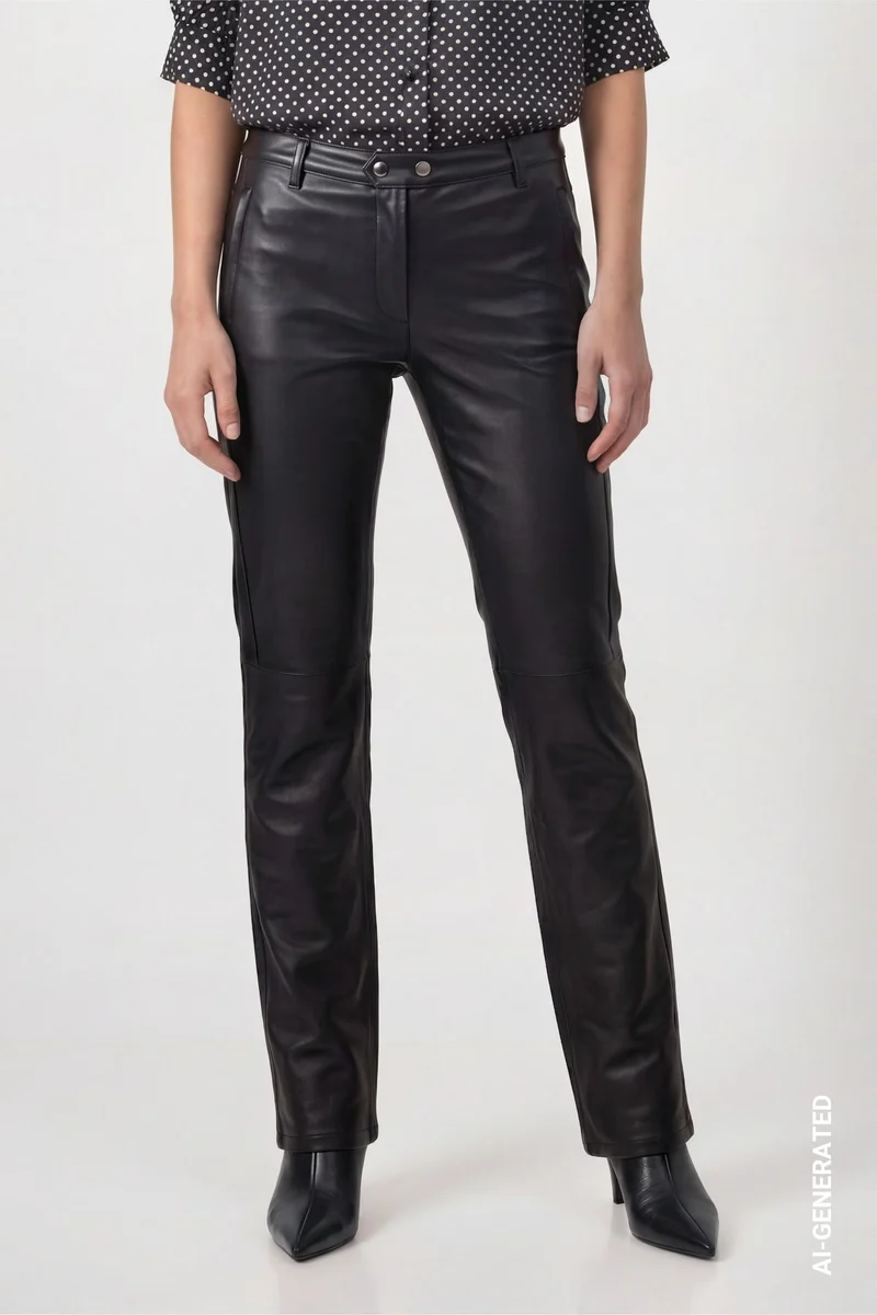 Straight Leg Hose mit Lederoptik