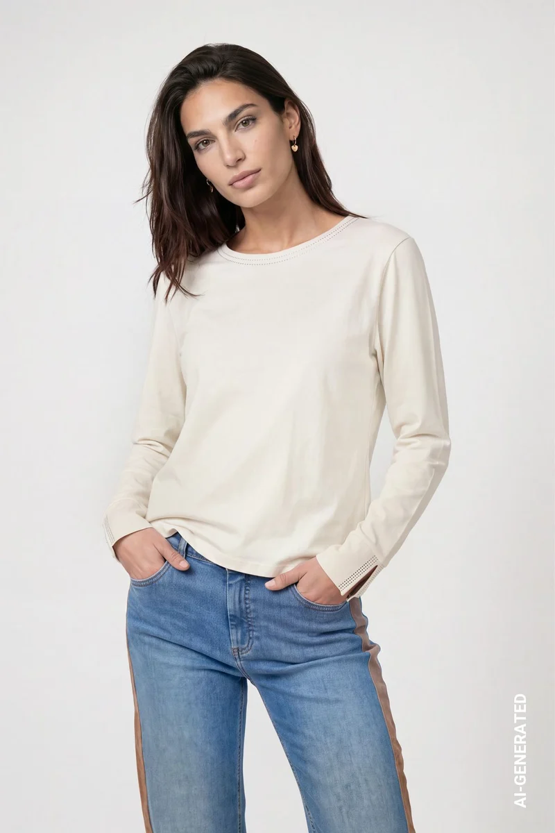 Langarmshirt mit Strassdetails
