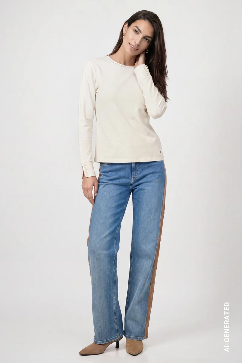 Langarmshirt mit Strassdetails