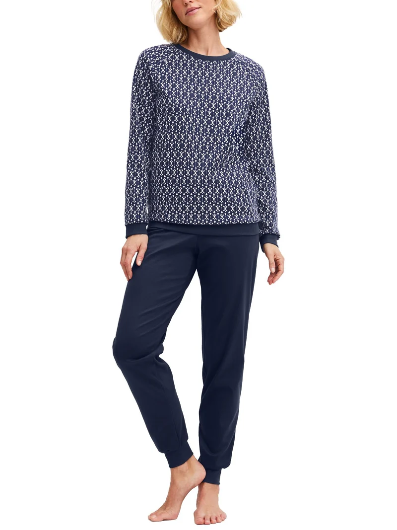 DAMEN Pyjama mit Bündchen