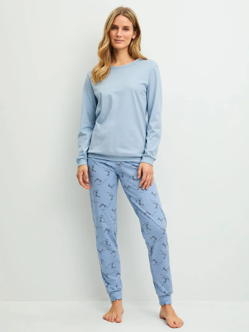 DAMEN Pyjama mit Bündchen