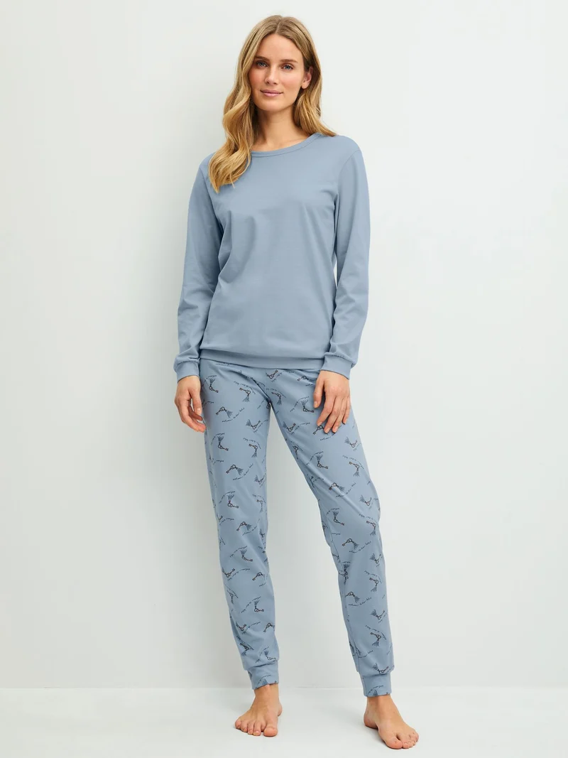 DAMEN Pyjama mit Bündchen