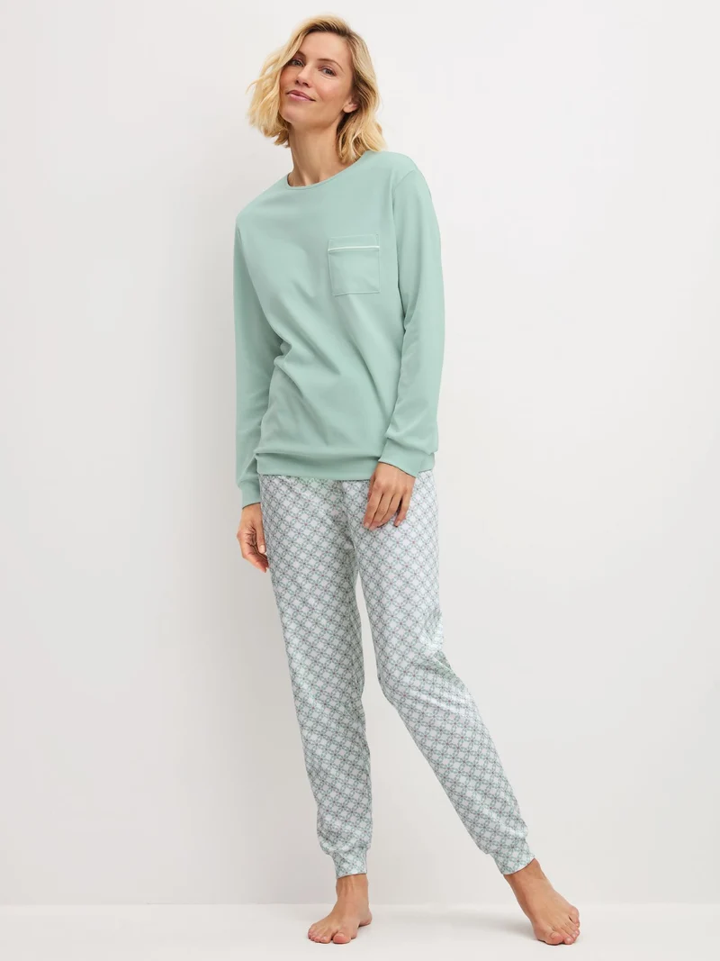 DAMEN Pyjama mit Bündchen