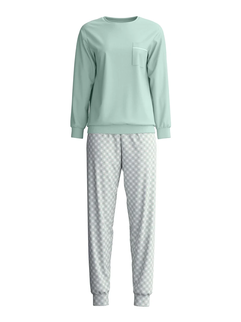 DAMEN Pyjama mit Bündchen