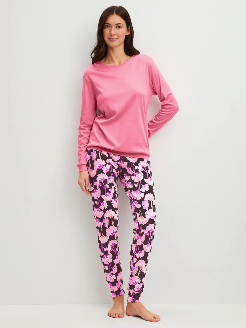 DAMEN Pyjama mit Bündchen