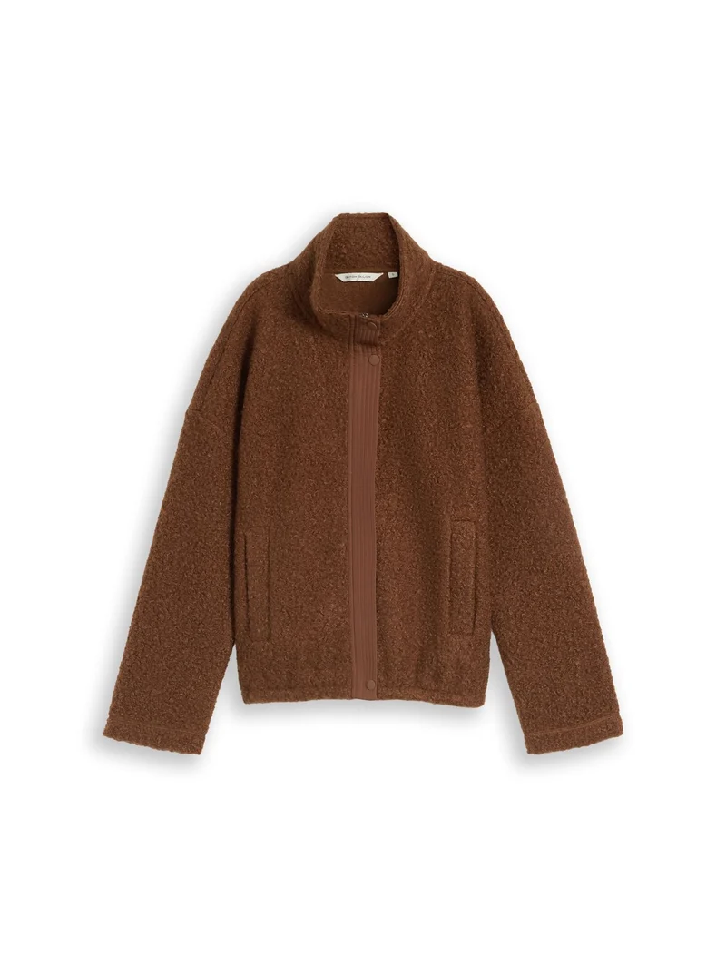 Teddy Sweatjacke mit Stehkragen