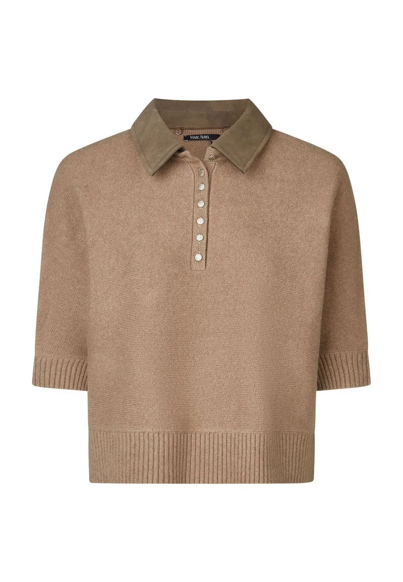 Pullover mit Faux Leather Kragen