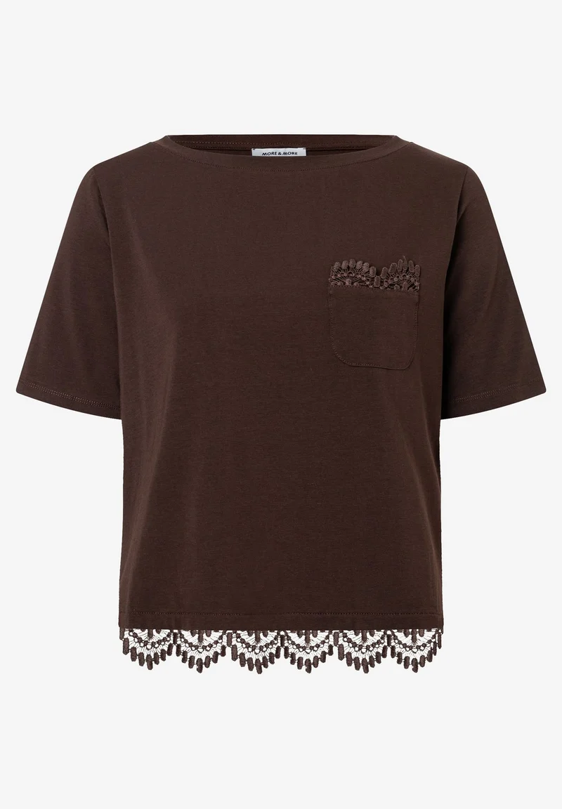 T-Shirt mit Spitzen-Saum