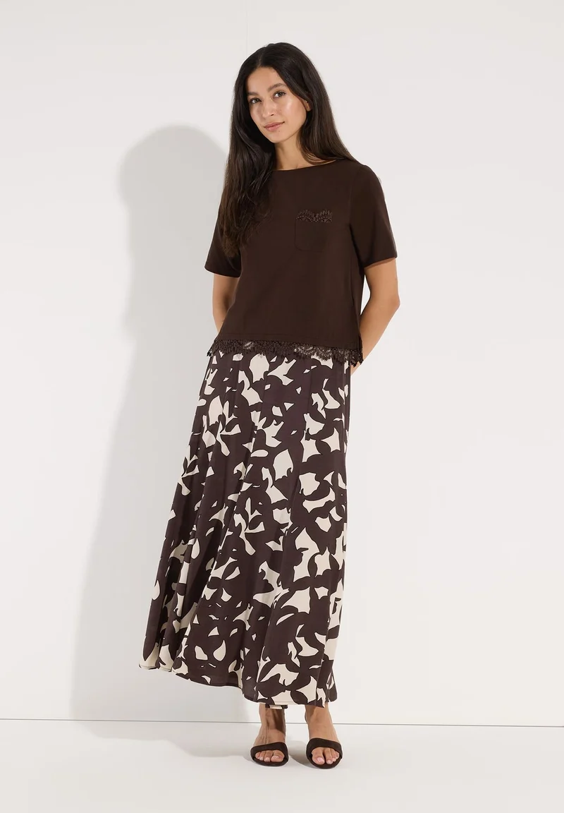 T-Shirt mit Spitzen-Saum