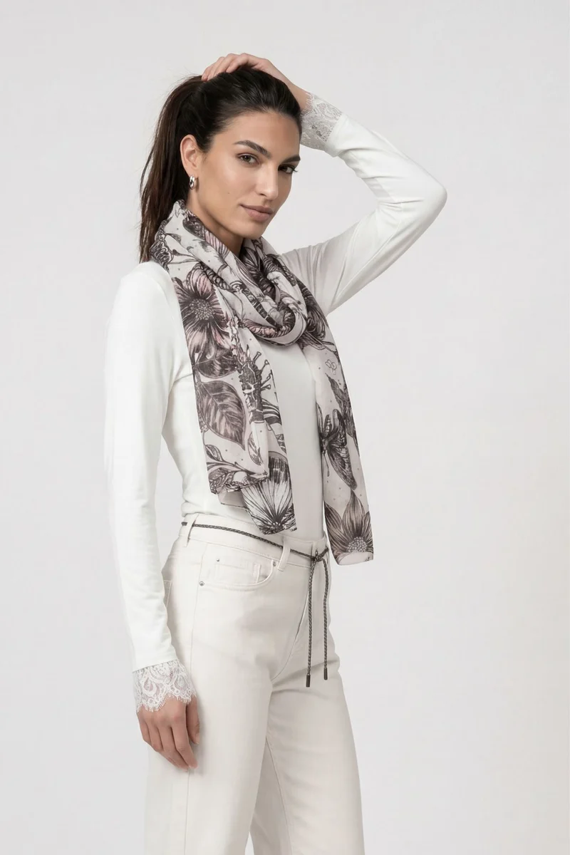 Schal, taupe gemustert