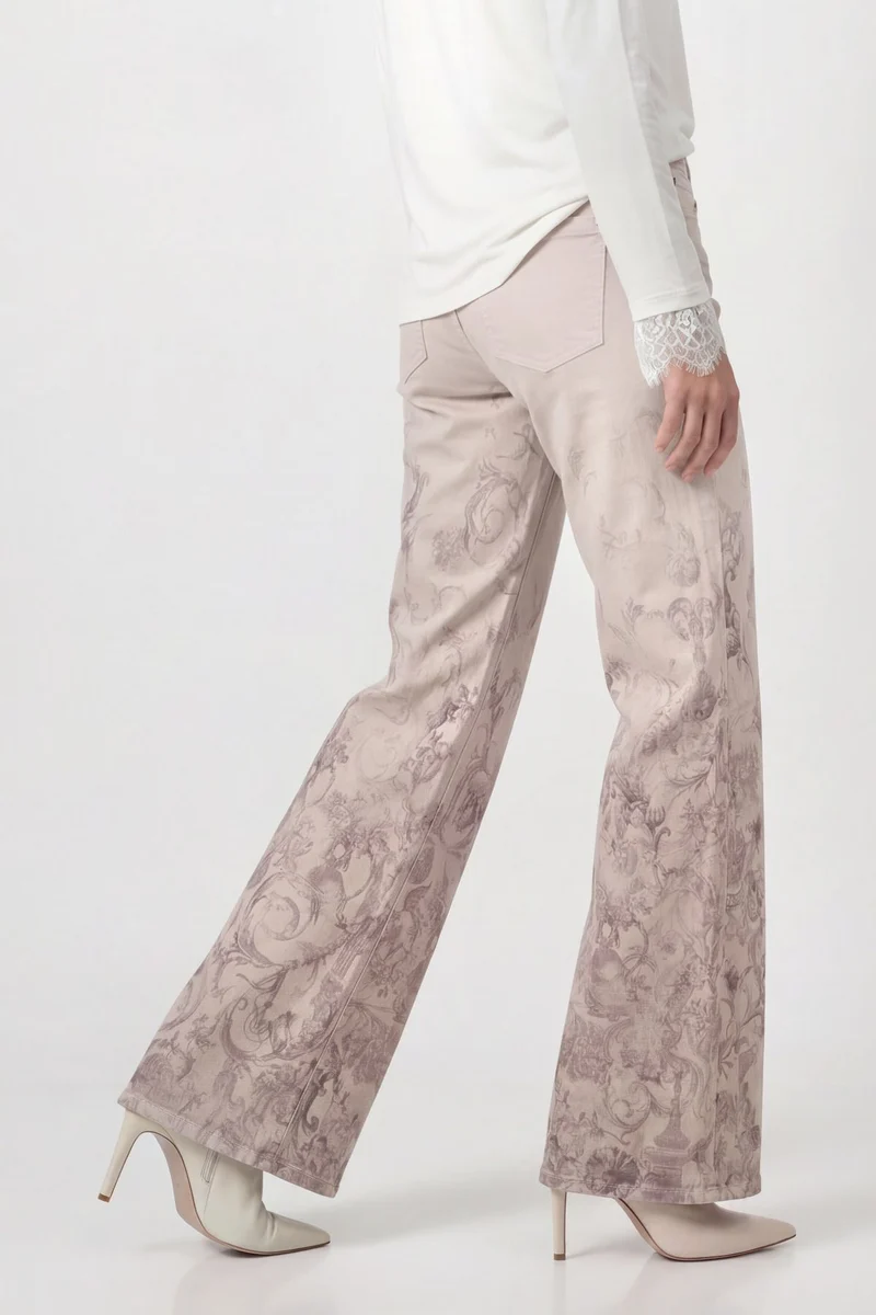 Hose, taupe gemustert