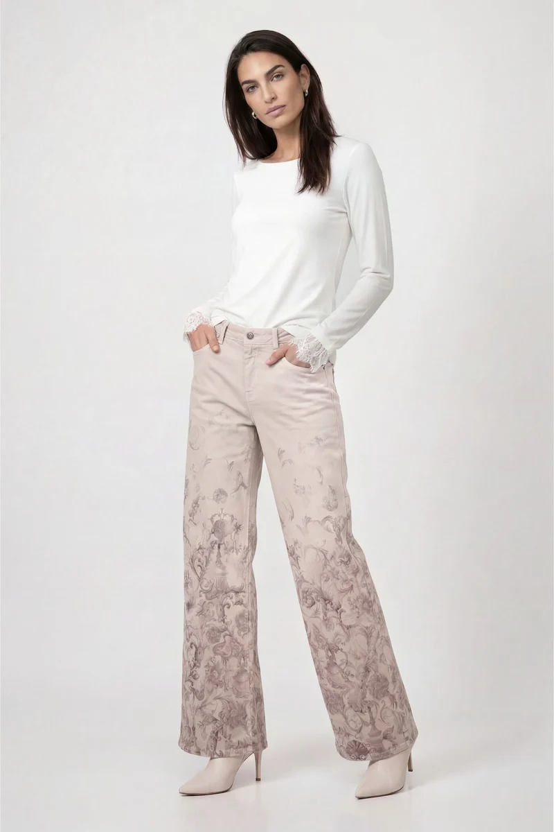 Hose, taupe gemustert