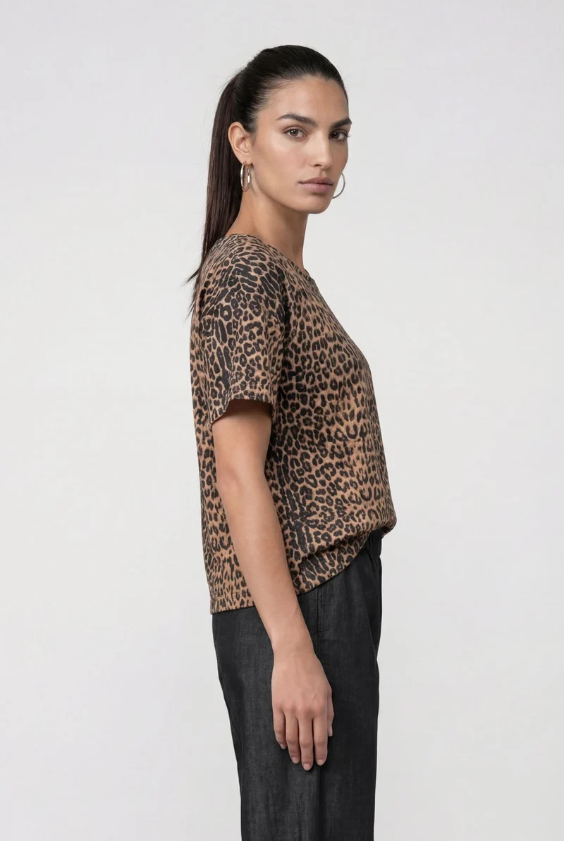 T-Shirt, brown sugar gemustert