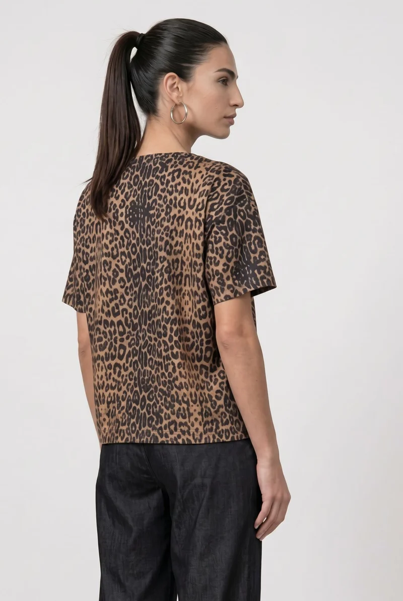 T-Shirt, brown sugar gemustert