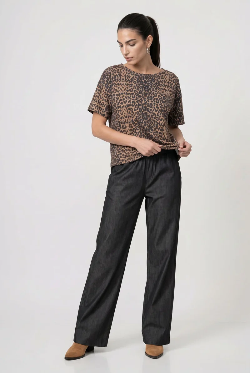 T-Shirt, brown sugar gemustert