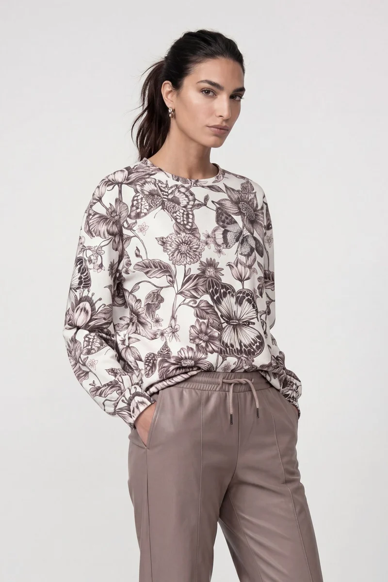 Sweatshirt, taupe gemustert