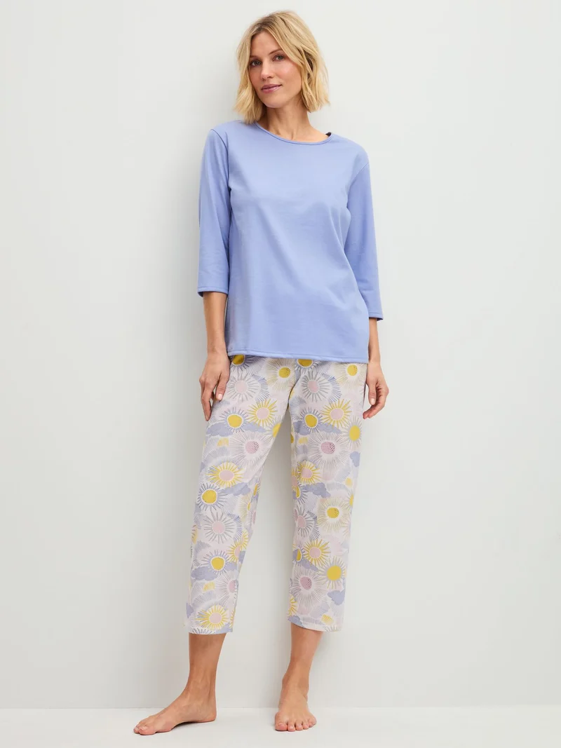 DAMEN Pyjama 7/8, harmony blue print