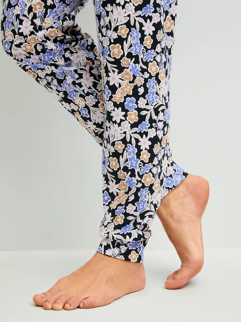 DAMEN Pyjama mit Bündchen