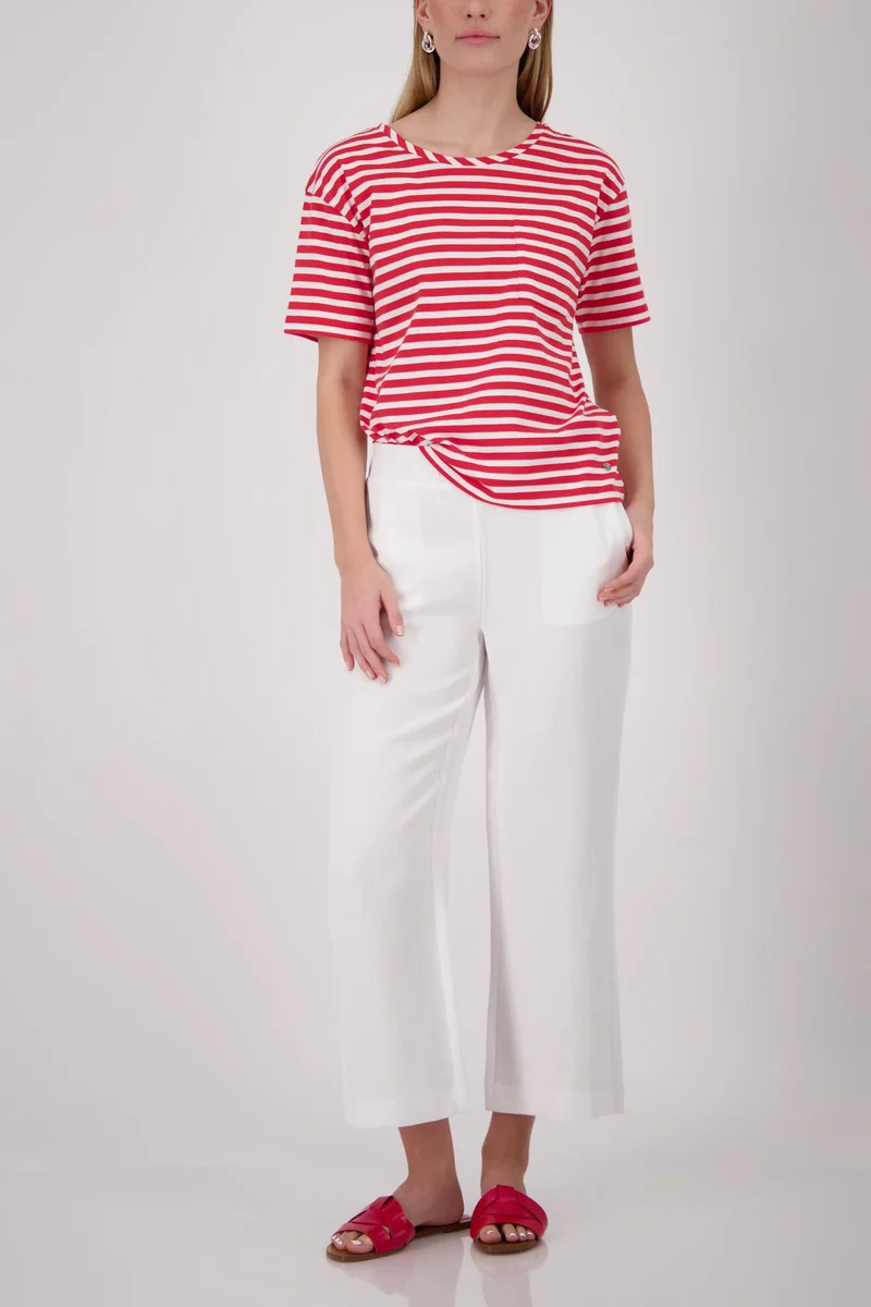 T-Shirt, coral red ringel