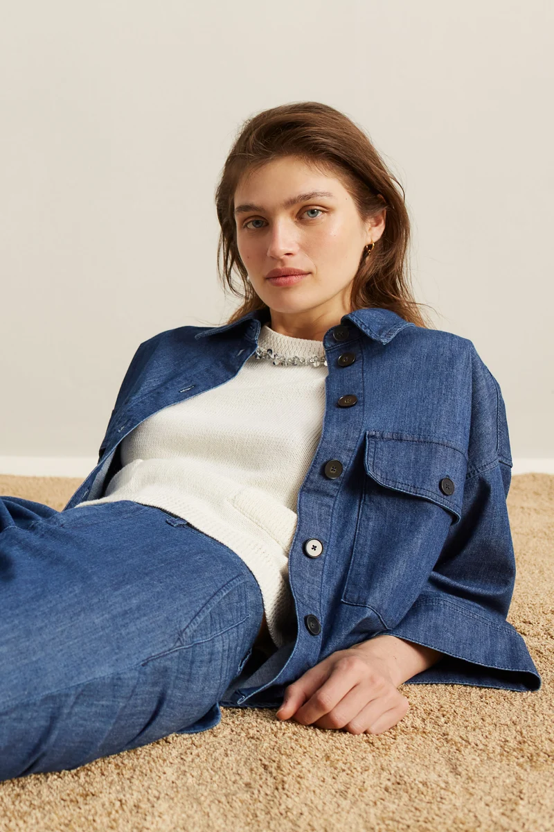 Jeansjacke elastischer Baumwolldenim