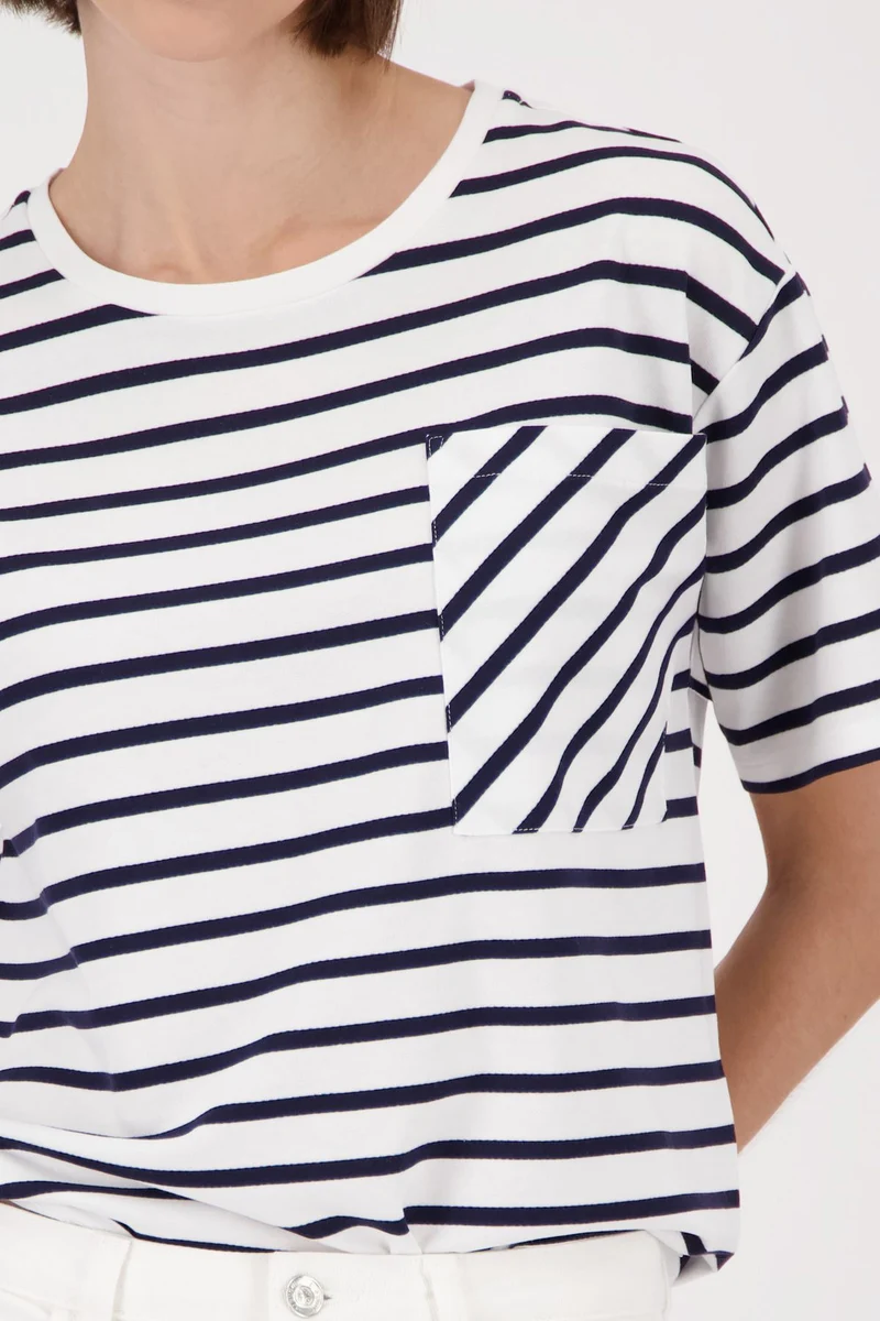 T-Shirt, marine ringel