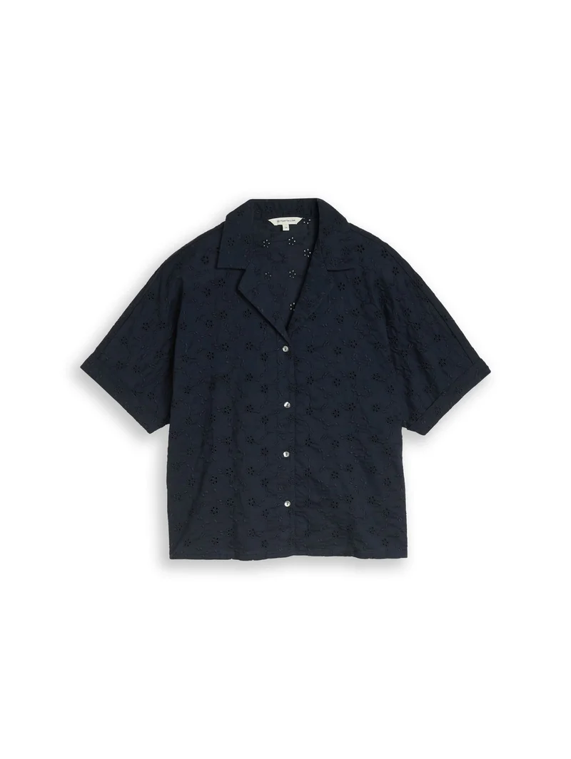 Oversized Bluse mit Lochstickerei