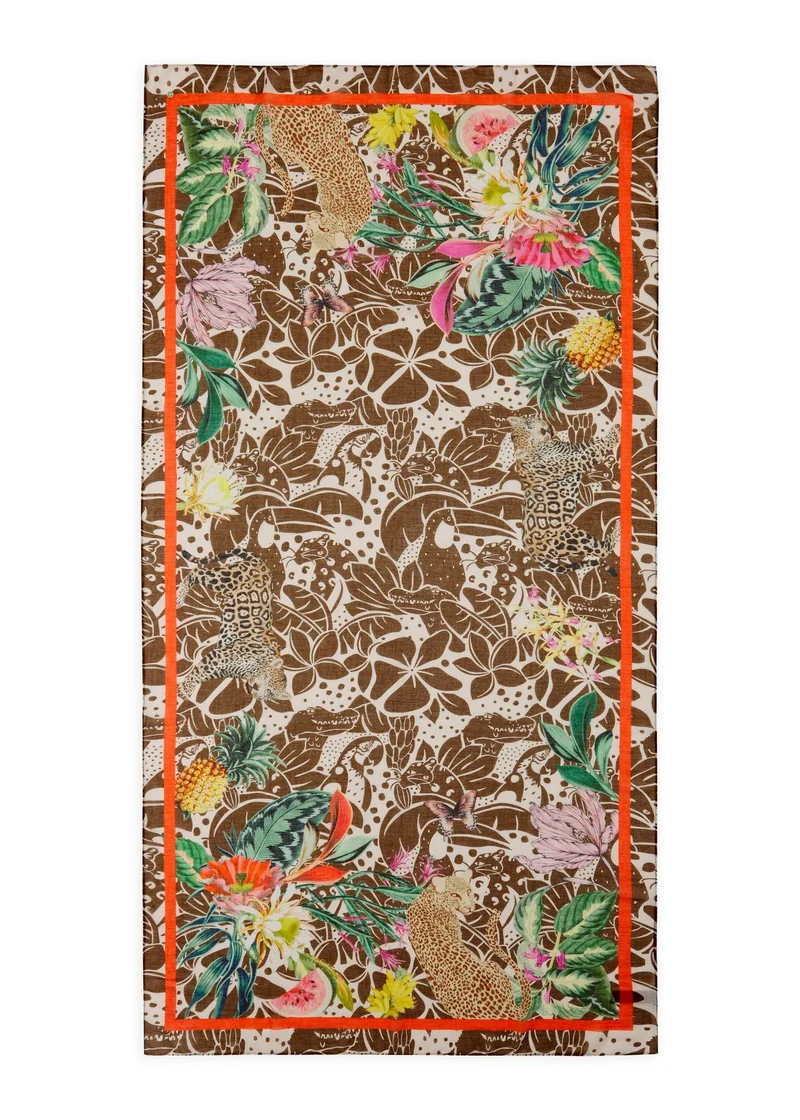 Schal aus reiner Baumwolle mit Dschungel-Motiven