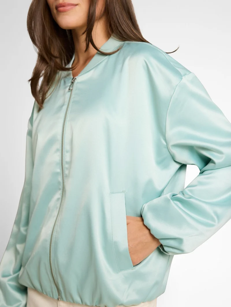 Satin Blouson Jacke mit Bomberkragen