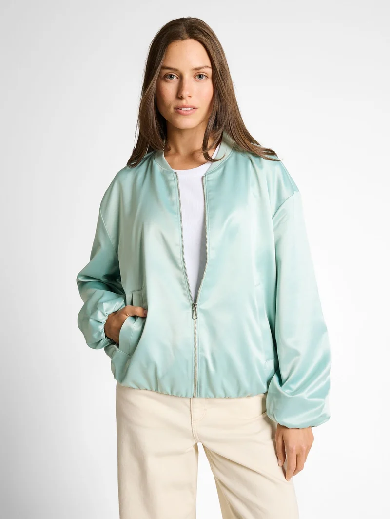 Satin Blouson Jacke mit Bomberkragen