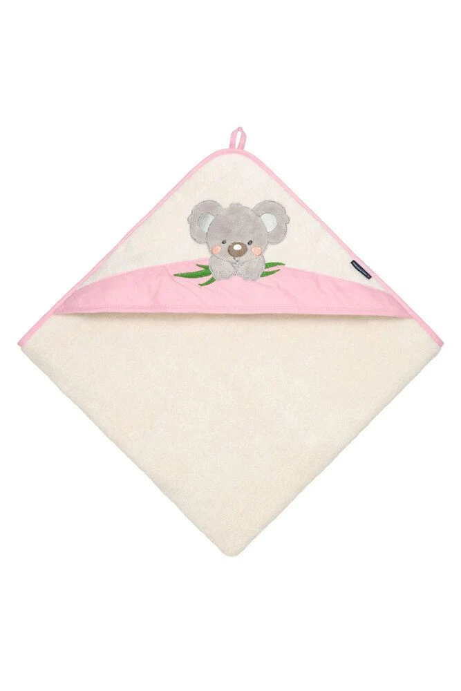 Kapuzenhandtuch 100x100, reine Baumwolle, Koala, rosa