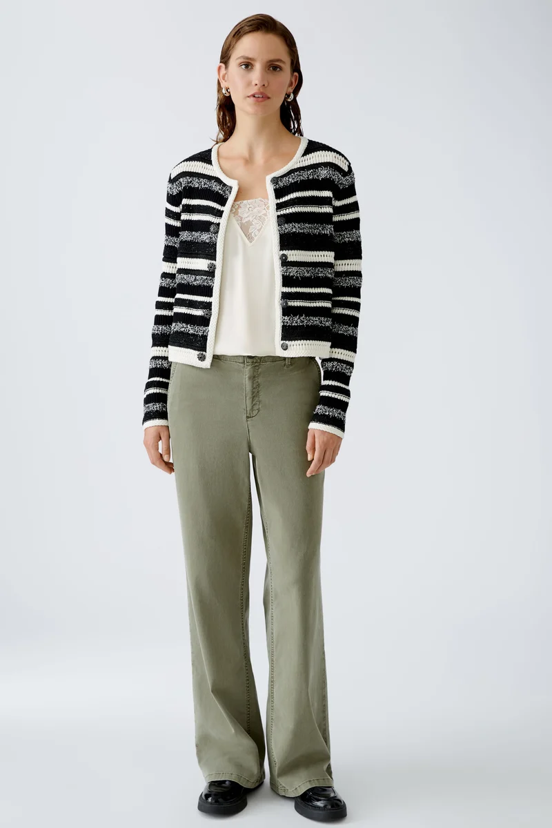 Strickjacke Baumwollmischung mit Glanzgarn