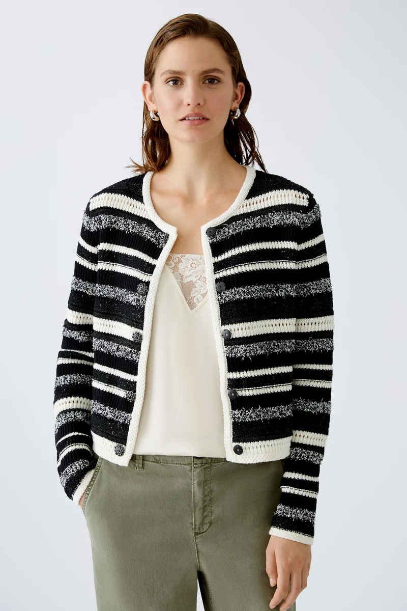 Strickjacke Baumwollmischung mit Glanzgarn