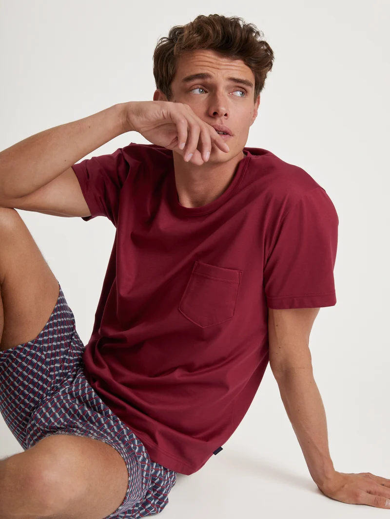 HERREN Pyjama kurz, mars red