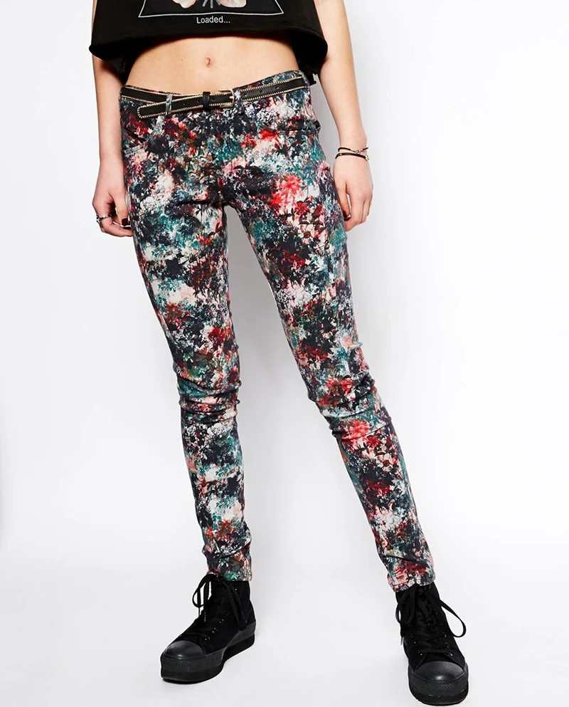 Floral Print Jeans