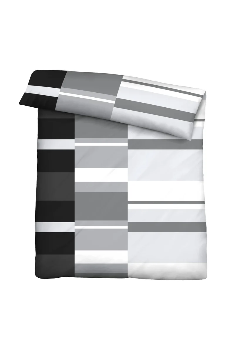 Castell Polycotton Renforce Bettwäsche Streifen – Schwarz (0460125)