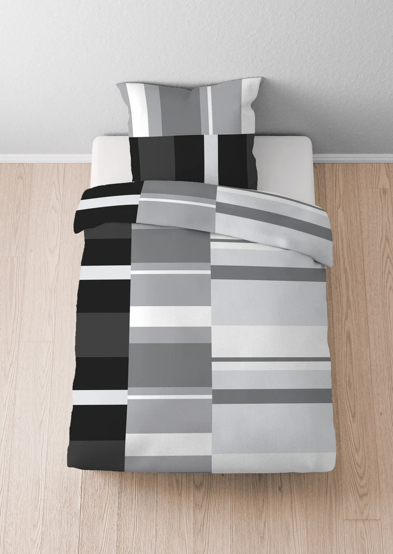 Castell Polycotton Renforce Bettwäsche Streifen – Schwarz (0460125)