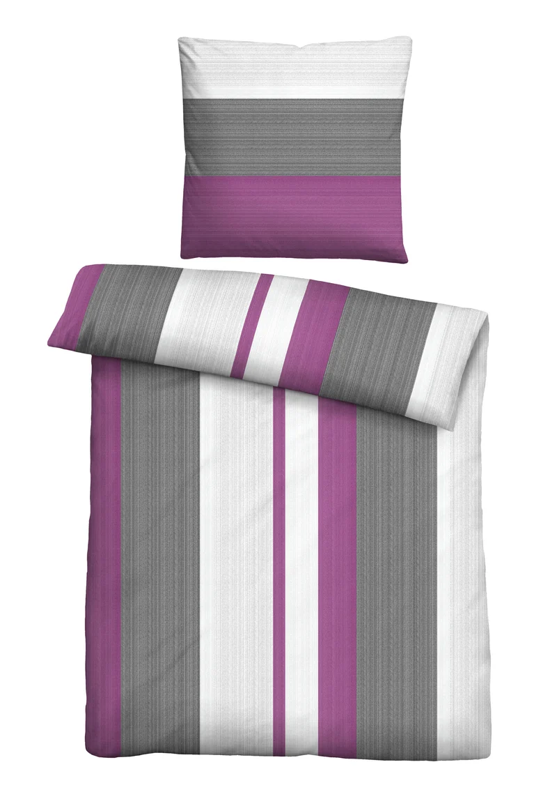 Castell Thermo-Fleece Bettwäsche Streifen – Brombeer (0360459)