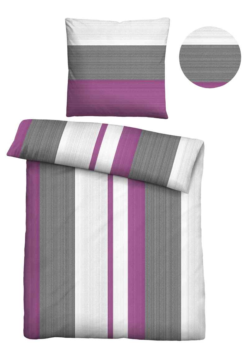 Castell Thermo-Fleece Bettwäsche Streifen – Brombeer (0360459)