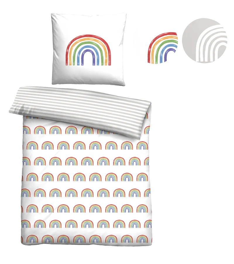 biberna Linon Bettwäsche Regenbogen – Weiss (0044499)