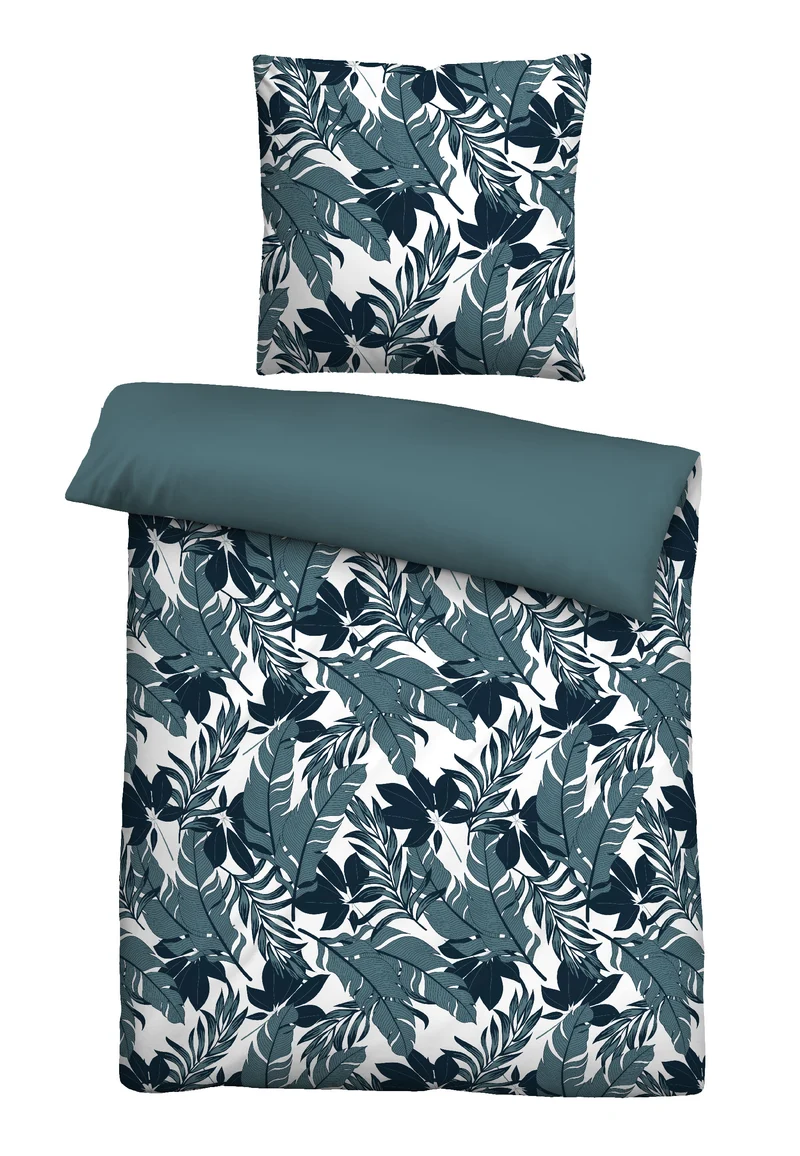 Castell Baumwoll Satin Bettwäsche Jungle – Marine (0600883)