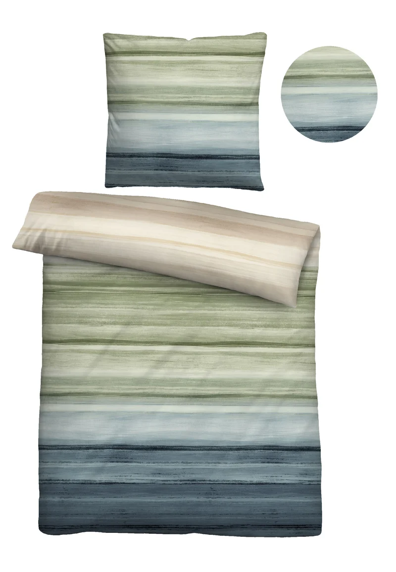 biberna Mako-Satin Bettwäsche Farbverlauf – Pistaziengrün (0616306)