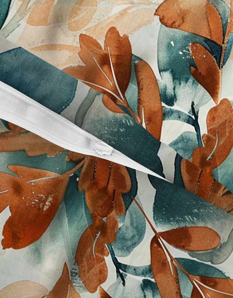 biberna Mako-Satin Bettwäsche Herbstblätter – Terra & Kitt (0617269)